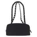 Salvatore Ferragamo Chain Shoulder Bag Canvas Black Silver Auth gh2418-3