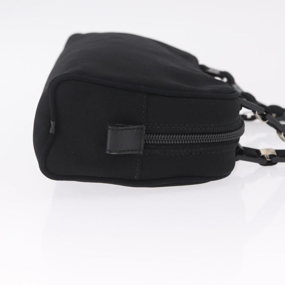 Salvatore Ferragamo Chain Shoulder Bag Canvas Black Silver Auth gh2418