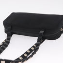 Salvatore Ferragamo Chain Shoulder Bag Canvas Black Silver Auth gh2418-6