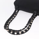 Salvatore Ferragamo Chain Shoulder Bag Canvas Black Silver Auth gh2418-7