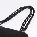Salvatore Ferragamo Chain Shoulder Bag Canvas Black Silver Auth gh2418-8