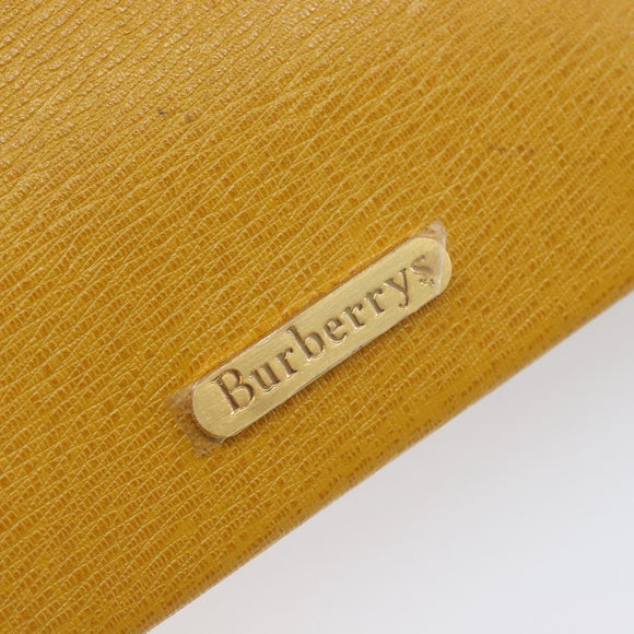 Burberrys Coin Purse Leather Yellow Gold Auth gh2419A