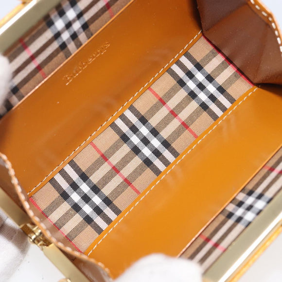 Burberrys Coin Purse Leather Yellow Gold Auth gh2419A