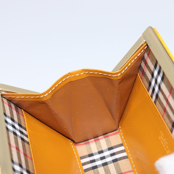 Burberrys Coin Purse Leather Yellow Gold Auth gh2419A