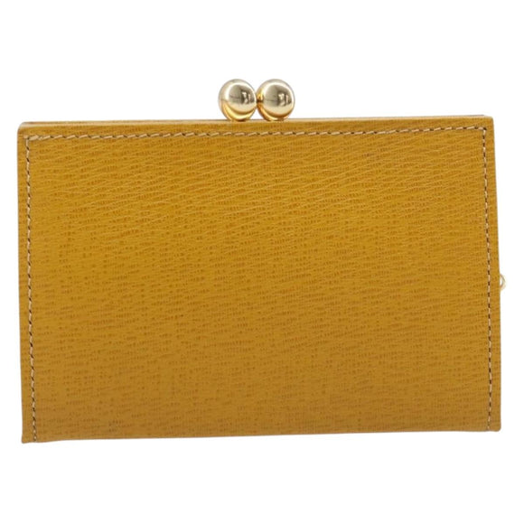 Burberrys Coin Purse Leather Yellow Gold Auth gh2419A