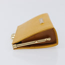 Burberrys Coin Purse Leather Yellow Gold Auth gh2419A-5