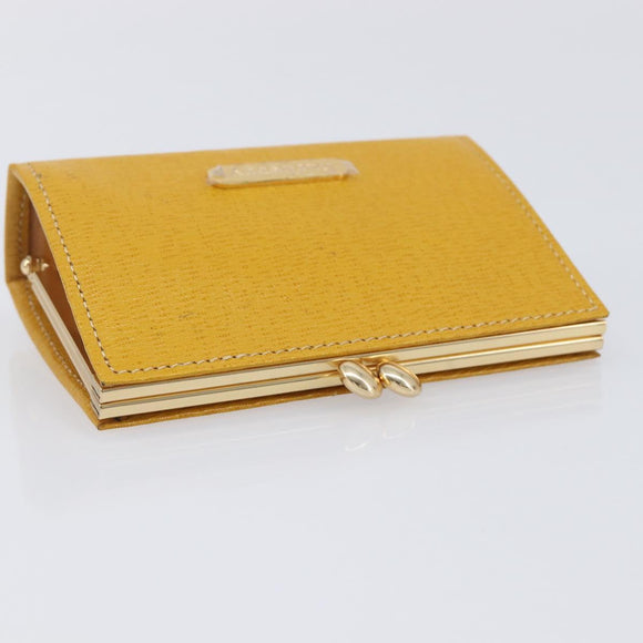 Burberrys Coin Purse Leather Yellow Gold Auth gh2419A