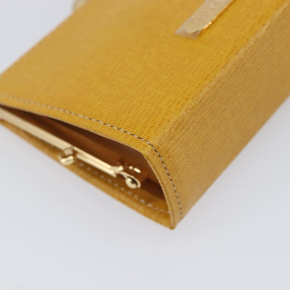 Burberrys Coin Purse Leather Yellow Gold Auth gh2419A