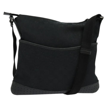 GUCCI GG Canvas Shoulder Bag Black Silver 145857 Auth gh242