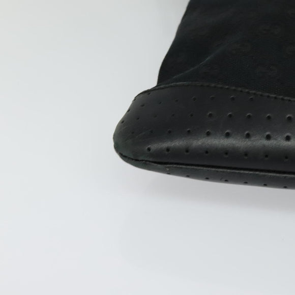 GUCCI GG Canvas Shoulder Bag Black Silver 145857 Auth gh242