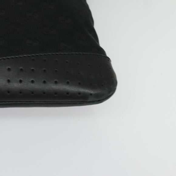 GUCCI GG Canvas Shoulder Bag Black Silver 145857 Auth gh242