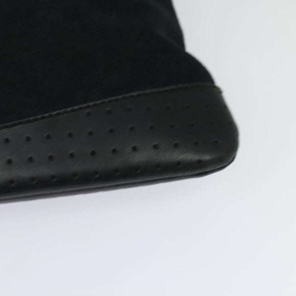 GUCCI GG Canvas Shoulder Bag Black Silver 145857 Auth gh242