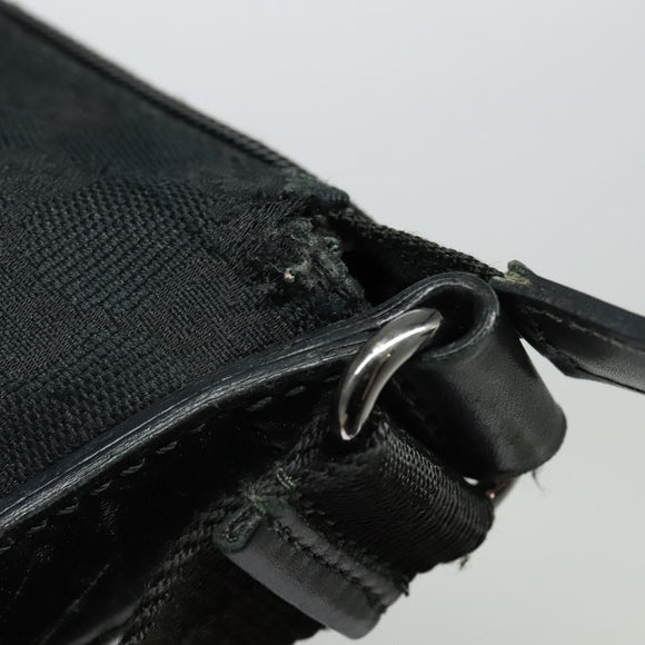 GUCCI GG Canvas Shoulder Bag Black Silver 145857 Auth gh242