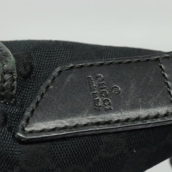 GUCCI GG Canvas Shoulder Bag Black Silver 145857 Auth gh242