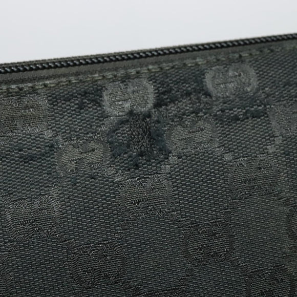 GUCCI GG Canvas Shoulder Bag Black Silver 145857 Auth gh242