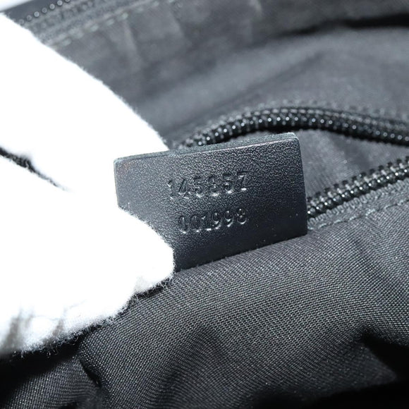 GUCCI GG Canvas Shoulder Bag Black Silver 145857 Auth gh242