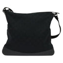 GUCCI GG Canvas Shoulder Bag Black Silver 145857 Auth gh242-2