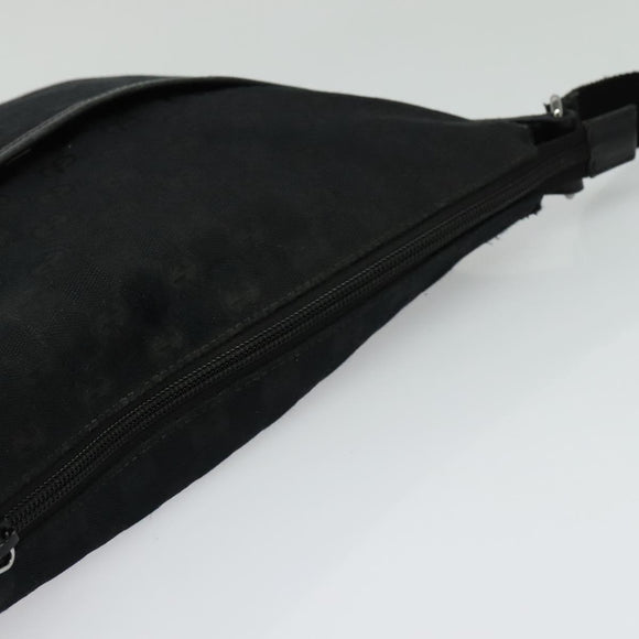 GUCCI GG Canvas Shoulder Bag Black Silver 145857 Auth gh242