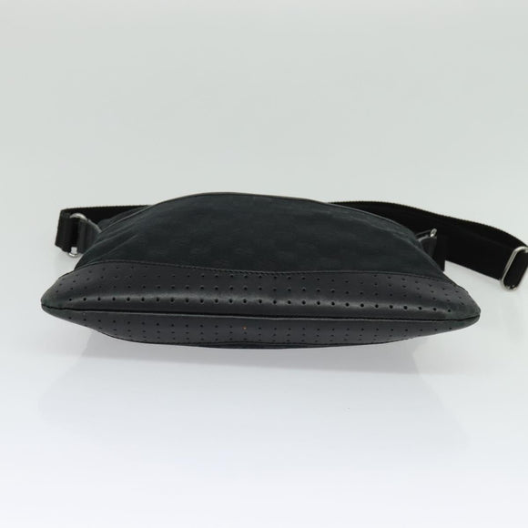 GUCCI GG Canvas Shoulder Bag Black Silver 145857 Auth gh242