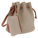 Coach Shoulder Bag Leather Beige Gold Auth gh2421-1