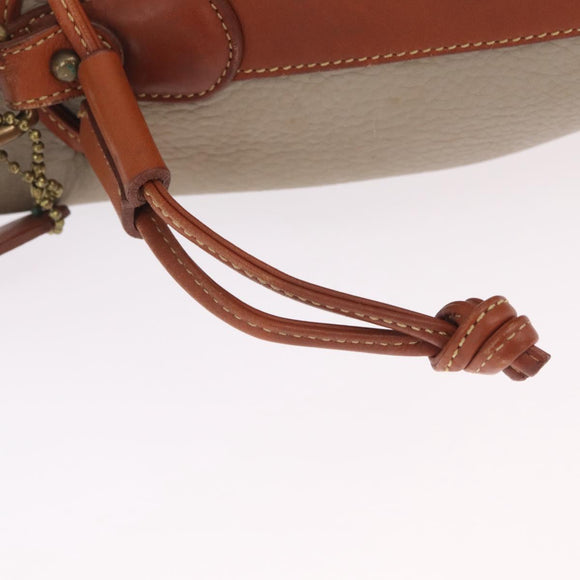 Coach Shoulder Bag Leather Beige Gold Auth gh2421