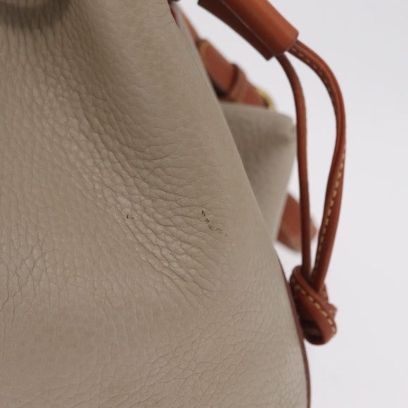 Coach Shoulder Bag Leather Beige Gold Auth gh2421