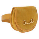 GUCCI Horsebit Waist bag Suede Yellow Gold Auth gh2424-1