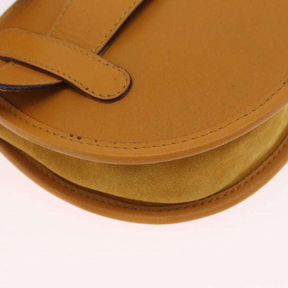 GUCCI Horsebit Waist bag Suede Yellow Gold Auth gh2424