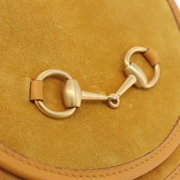 GUCCI Horsebit Waist bag Suede Yellow Gold Auth gh2424