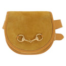 GUCCI Horsebit Waist bag Suede Yellow Gold Auth gh2424-2