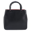 GUCCI Bamboo Hand Bag Leather Black 002 1061 Auth gh2426A-3