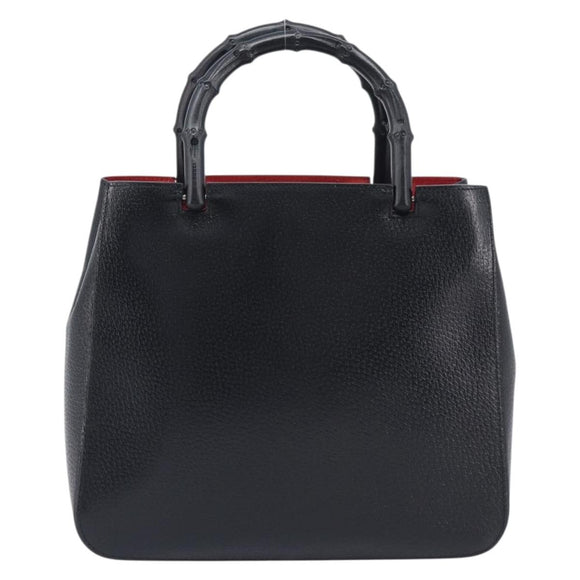 GUCCI Bamboo Hand Bag Leather Black 002 1061 Auth gh2426A