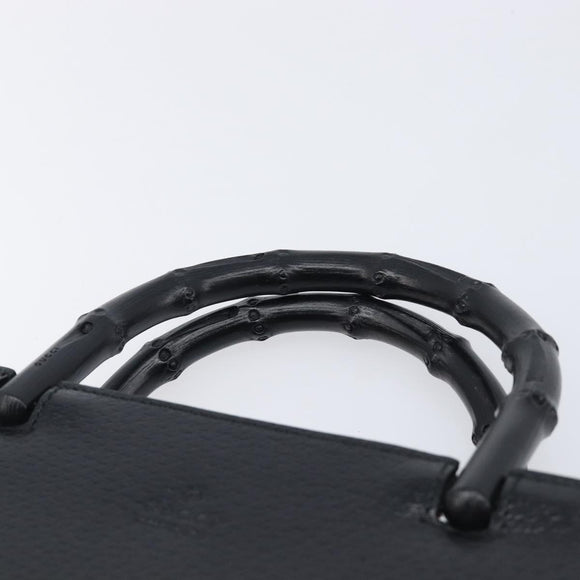 GUCCI Bamboo Hand Bag Leather Black 002 1061 Auth gh2426A