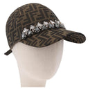 FENDI Zucca Canvas Cap Nylon 22.2"" Black Auth gh2428M-1