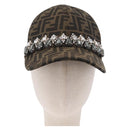 FENDI Zucca Canvas Cap Nylon 22.2"" Black Auth gh2428M-2