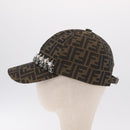 FENDI Zucca Canvas Cap Nylon 22.2"" Black Auth gh2428M-4