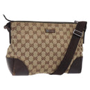 GUCCI GG Canvas Shoulder Bag Beige Silver 114273 Auth gh243-1