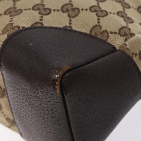 GUCCI GG Canvas Shoulder Bag Beige Silver 114273 Auth gh243