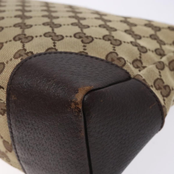 GUCCI GG Canvas Shoulder Bag Beige Silver 114273 Auth gh243