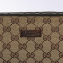 GUCCI GG Canvas Shoulder Bag Beige Silver 114273 Auth gh243-17
