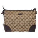 GUCCI GG Canvas Shoulder Bag Beige Silver 114273 Auth gh243-13