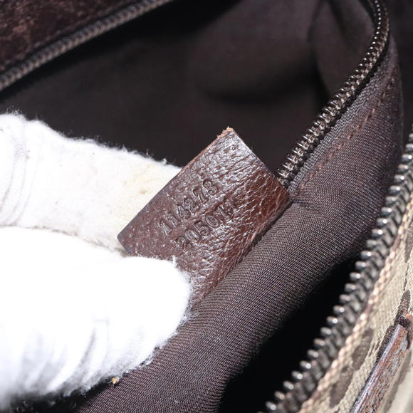 GUCCI GG Canvas Shoulder Bag Beige Silver 114273 Auth gh243