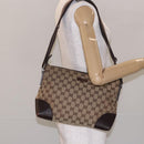 GUCCI GG Canvas Shoulder Bag Beige Silver 114273 Auth gh243-22