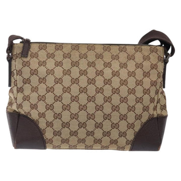 GUCCI GG Canvas Shoulder Bag Beige Silver 114273 Auth gh243 - 0