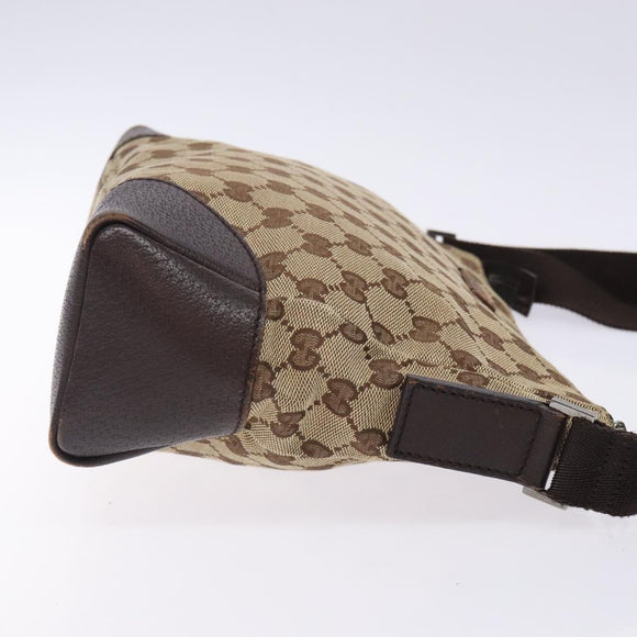 GUCCI GG Canvas Shoulder Bag Beige Silver 114273 Auth gh243