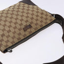 GUCCI GG Canvas Shoulder Bag Beige Silver 114273 Auth gh243-6