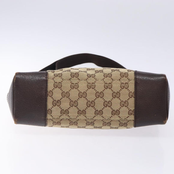 GUCCI GG Canvas Shoulder Bag Beige Silver 114273 Auth gh243