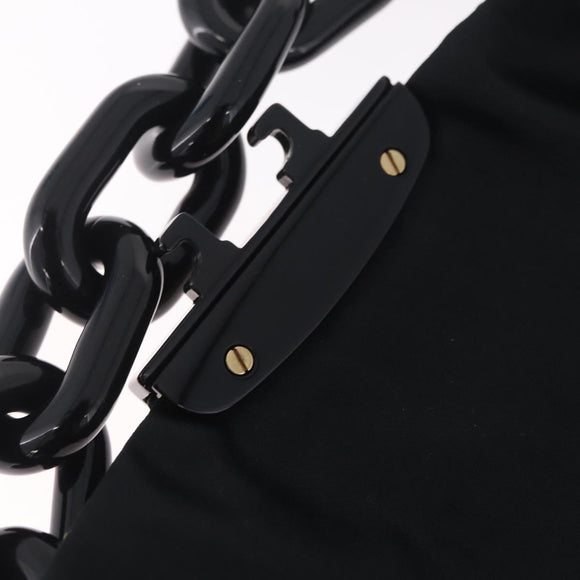 PRADA Chain Shoulder Bag Satin Sequins Yellow Black Auth gh2435V