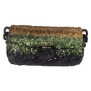 PRADA Chain Shoulder Bag Satin Sequins Yellow Black Auth gh2435V-2