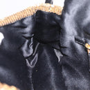 PRADA Chain Shoulder Bag Satin Sequins Yellow Black Auth gh2435V-20